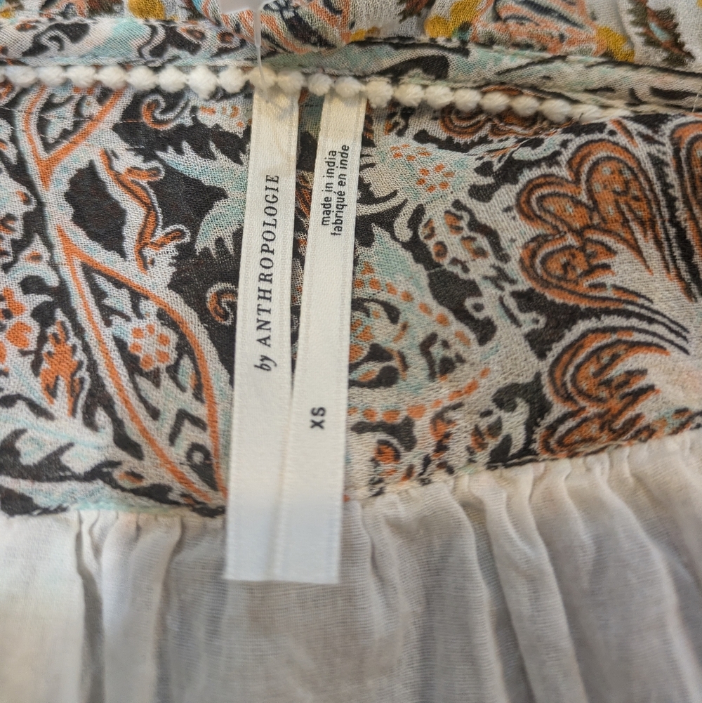 Anthropologie Multicolor Ruffle V-Neck Top - Picture 10 of 10